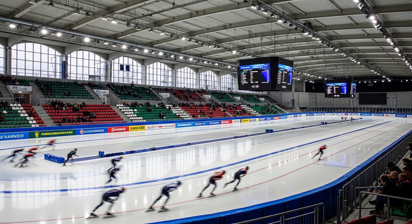 2026 동계올림픽 스피드스케이팅 경기가 열릴 이탈리아 밀라노의 대형 링크장 전경