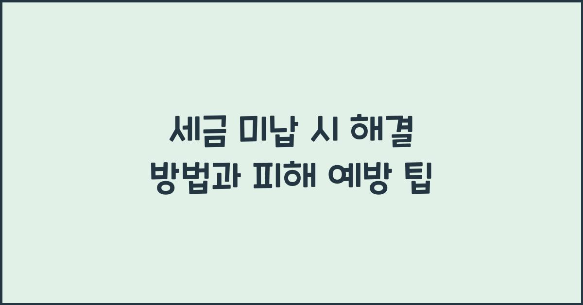 세금 미납 시 해결 방법