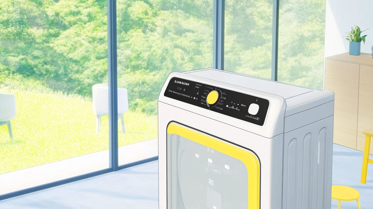 밝게 조명된 세탁실에서 디지털 터치스크린 제어와 투명한 AI 시스템 도어를 갖춘 세련된 디자인의 현대적인 삼성 세탁기