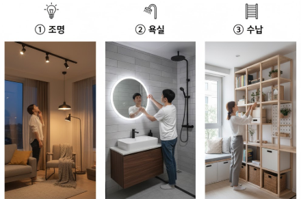 2030 소형 주택 셀프 리모델링④ – 조명·욕실·수납으로 공간을 바꿔라
