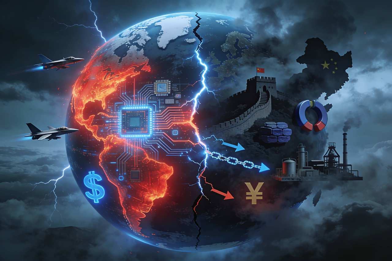 파일명: us-china-trade-war-korea-semiconductor-supply-chain-2026.jpg Alt 텍스트: 2026년 미중 무역전쟁 반도체 공급망 한국 경제 신냉전 블록화 무역 통계 내용: 미국·중국·한국 무역 흐름을 나타내는 인포그래픽 또는 세계지도 /