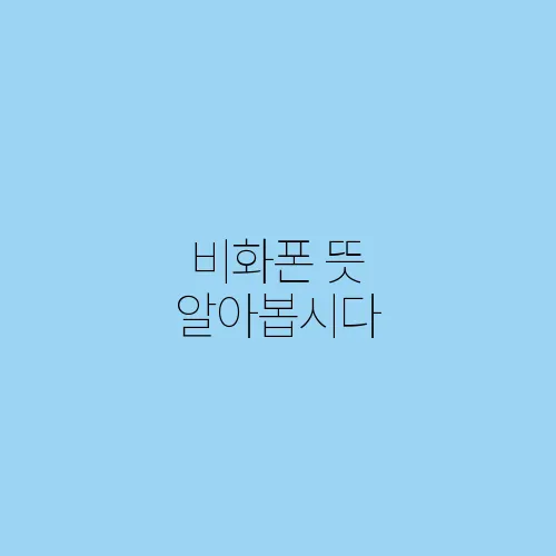 비화폰 뜻 알아봅시다