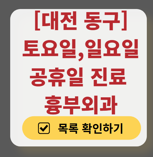 대전 동구 주말 토요일 일요일 흉부외과 진료 병원 목록 ❘ 공휴일 진료 영업 병원 리스트 찾기