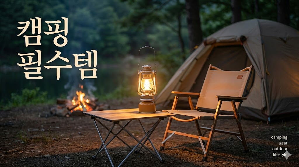 가성비 캠핑 의자와 조명으로 꾸며진 감성적인 캠핑장 야경