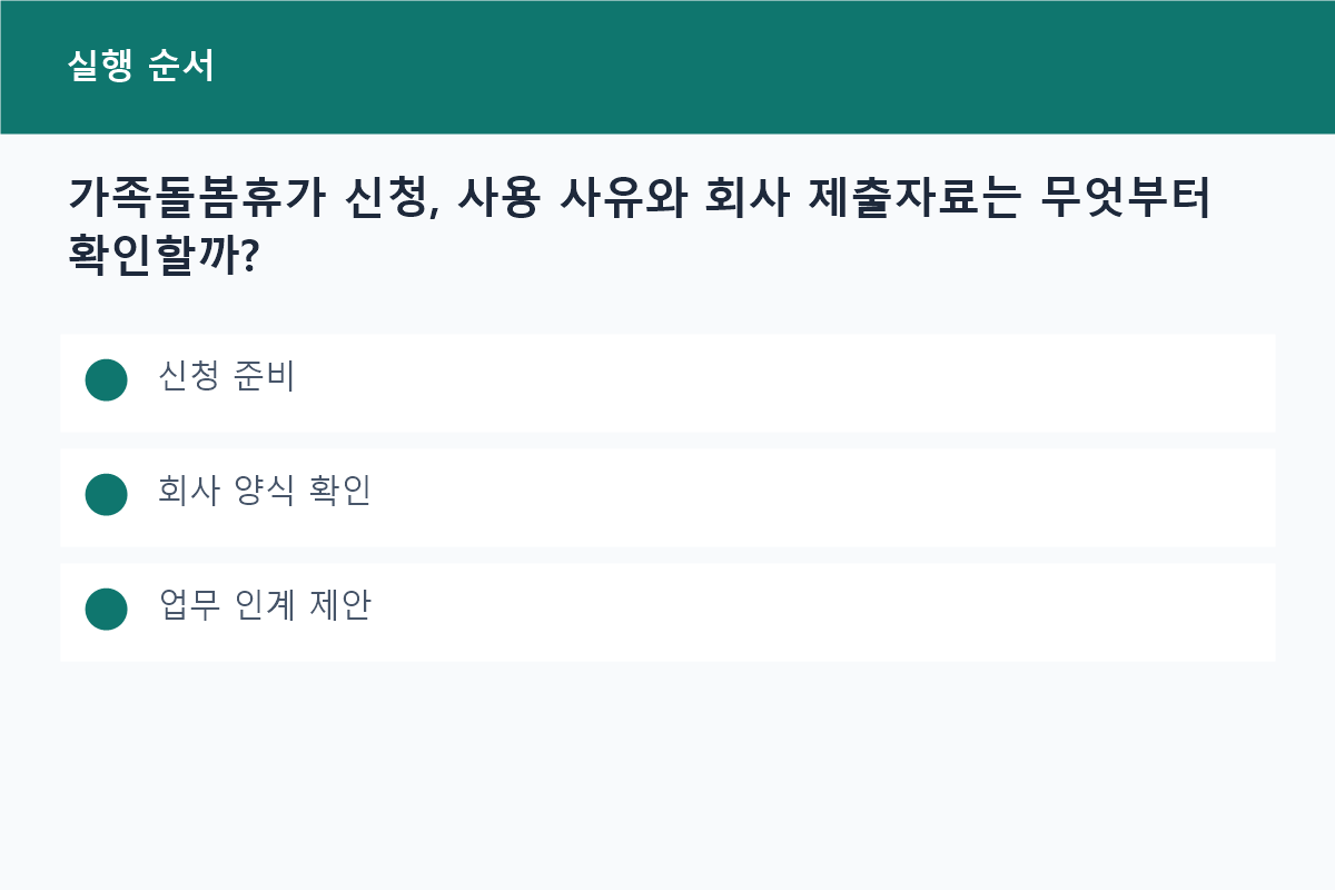 가족돌봄휴가 신청, 사용 사유와 회사 제출자료는 무엇부터 확인할까?의 신청 준비 핵심을 정리한 정보 카드