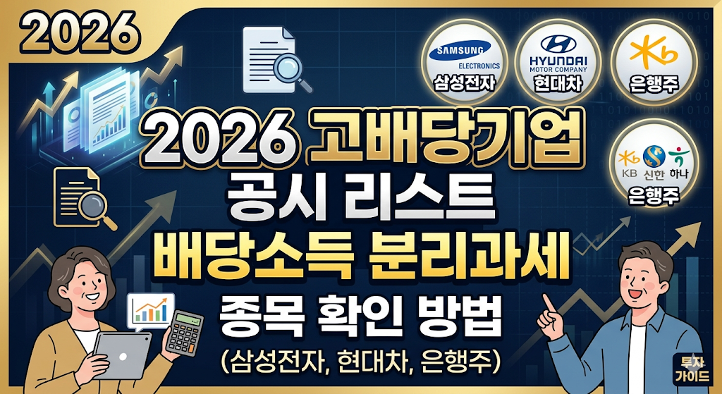 2026 고배당기업 공시 리스트 및 배당소득 분리과세 종목 확인 방법 (삼성전자, 현대차, 은행주)