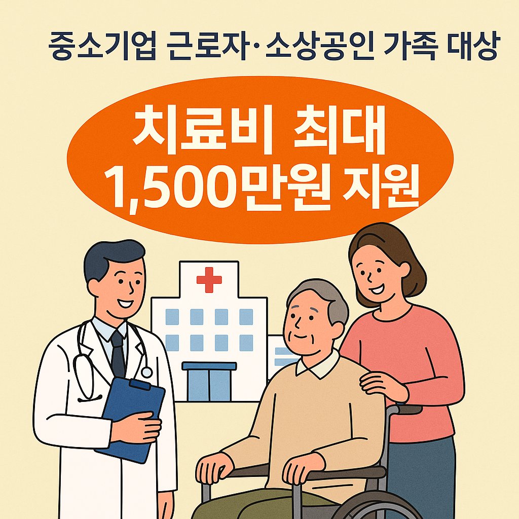 중소기업 근로자&middot;소상공인 가족 대상 치료비 최대 1&amp;#44;500만원 지원 안내 이미지