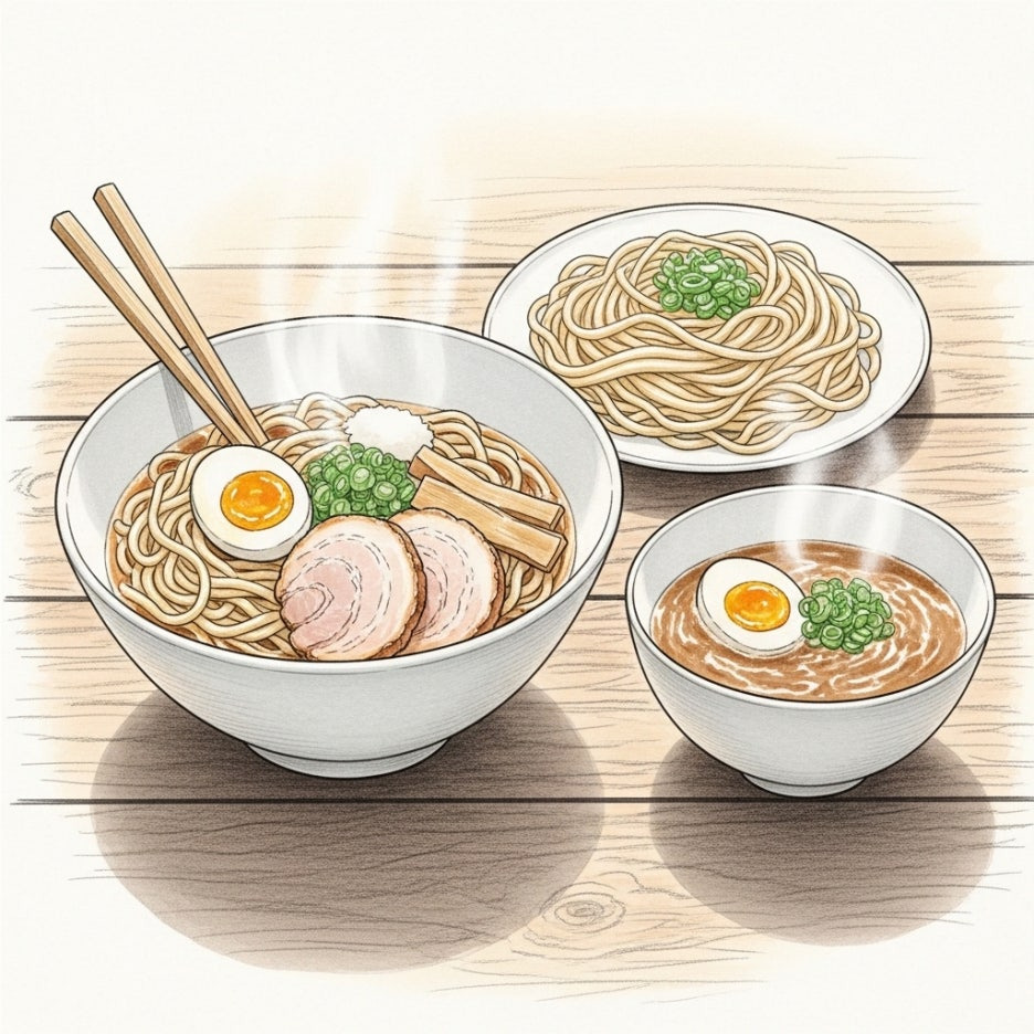 수채화로 표현한 먹음직스러운 츠케멘 한 상