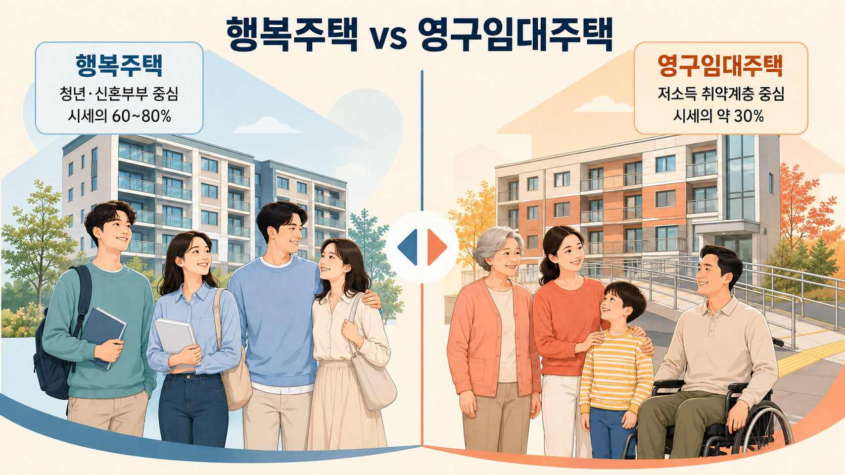 2026년 행복주택과 영구임대주택의 입주 대상과 임대료 수준 비교
