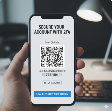 2단계 인증 설정을 위한 OTP 생성기 또는 스마트폰 인증 화면