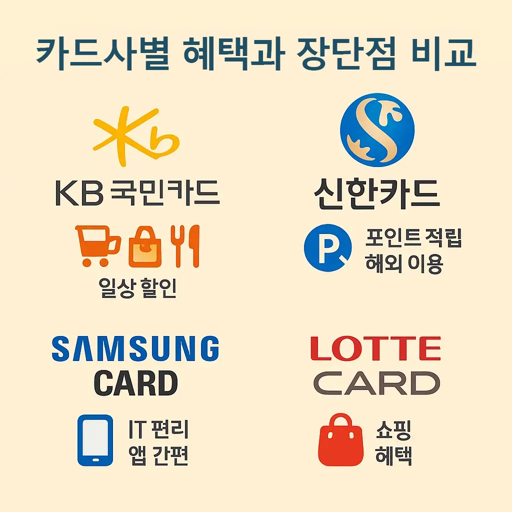 국내 주요 카드사 홈페이지 바로가기 신용 카드사별 장단점 비교