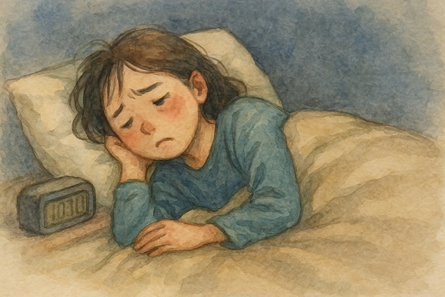 이불을 덮고 잠을 청하는 여성의 모습