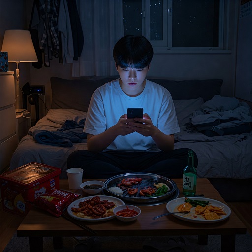 스마트폰 사용, 늦은 저녁 식사, 과도한 음주 문화