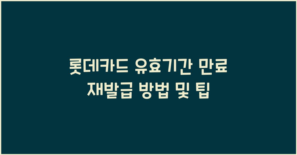 롯데카드 유효기간 만료 재발급