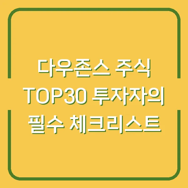 다우존스 주식 TOP30 투자자의 필수 체크리스트