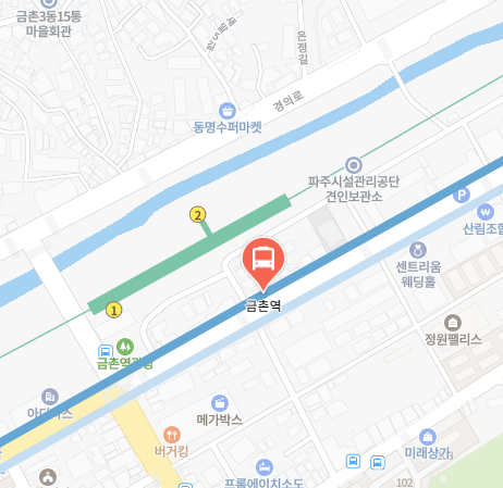 금촌역에서 인천공항 리무진 공항버스(5600번) 지도 위치