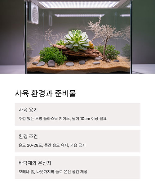 사육에 필요한 조건과 준비물