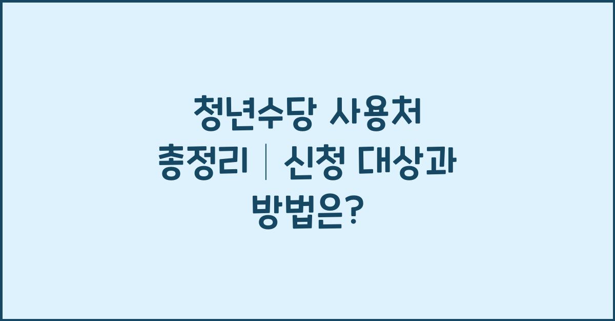 청년수당 사용처
