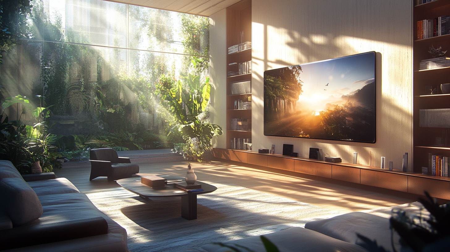 다양한 인테리어 테마 속에 삼성의 비스포크 디자인이 통합된 미래 지향적인 가정의 모습.