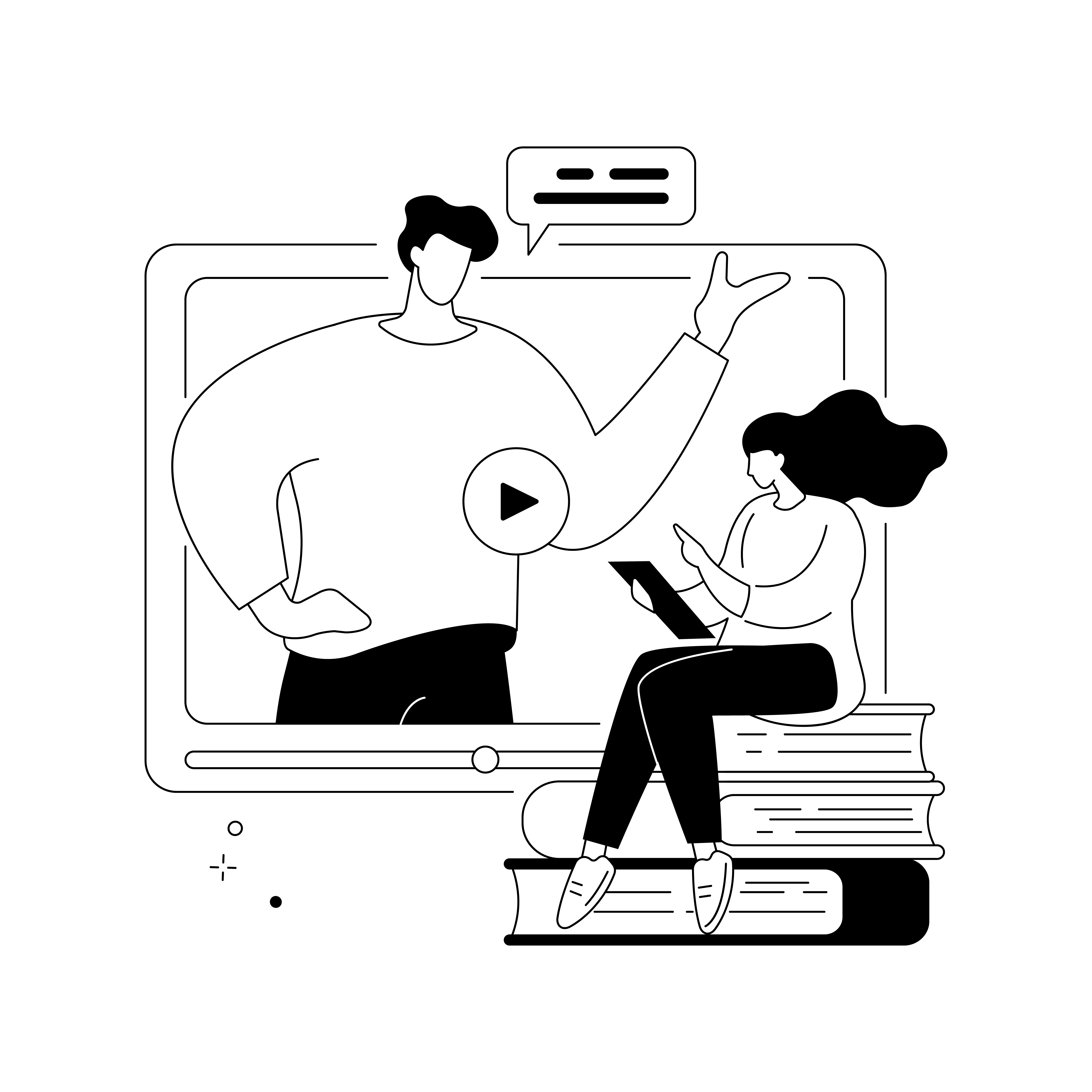 온라인 학습과 자막 학습을 표현한 이미지