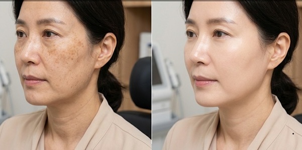 흑자 및 검버섯 제거 레이저 시술 전후 비교 사진