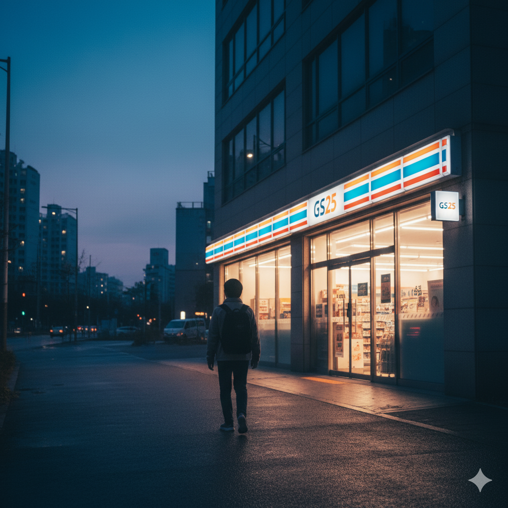 편의점 불빛 아래