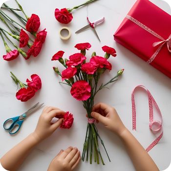 카네이션 꽃다발 만들기 아이와 함께 만들어 