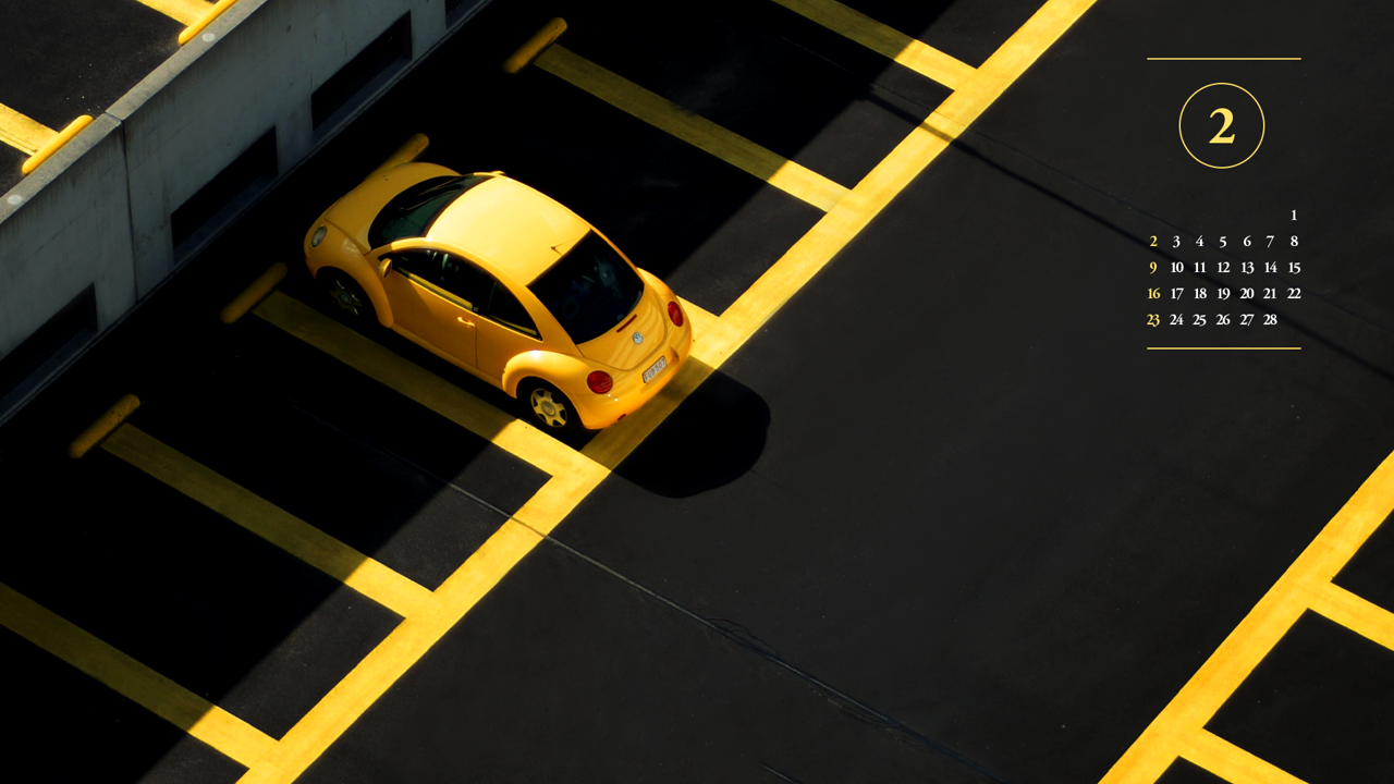 10 노란색 자동차 A - 2025년2월 노트북배경화면