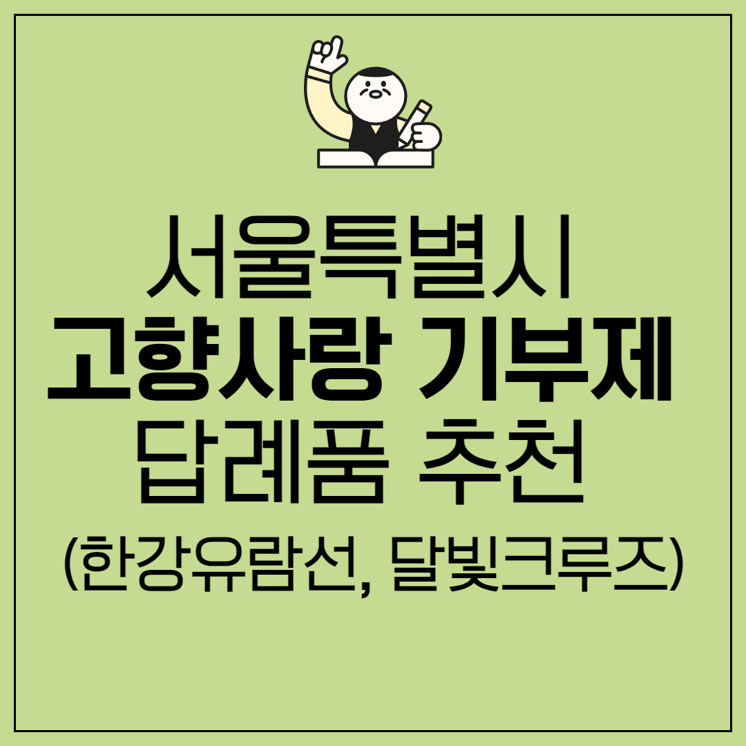 서울특별시 고향사랑 기부제 답례품 추천 (한강유람선, 달빛크루즈)