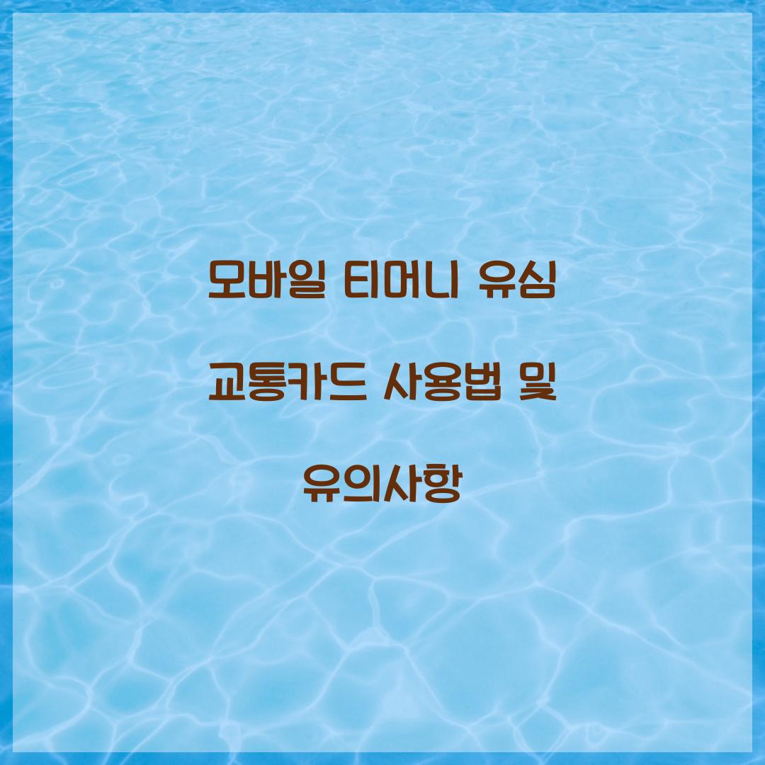 모바일 티머니 유심 교통카드