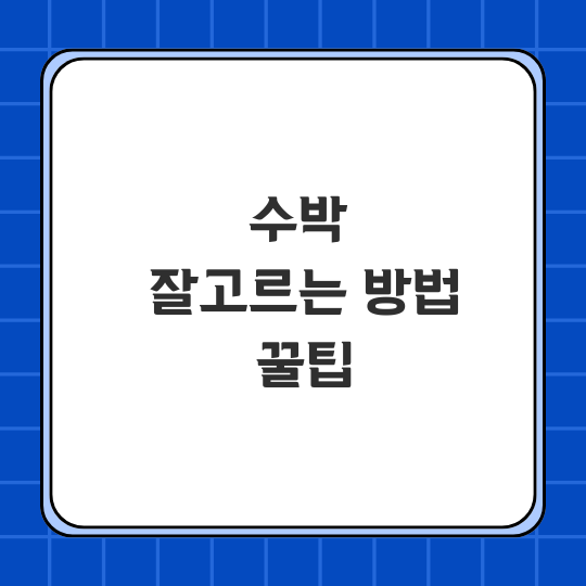 수박 고르는 방법