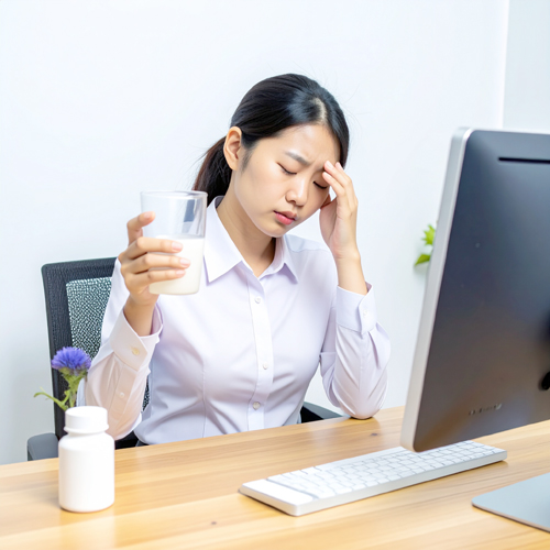 간 피로와 스트레스를 느끼는 직장인의 모습