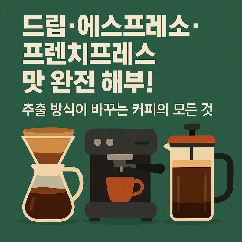 드립&middot;에스프레소&middot;프렌치프레스 맛 완전 해부! 추출 방식이 바꾸는 커피의 모든 것 썸네일