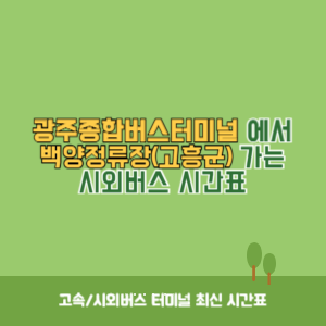 광주종합버스터미널에서 백양정류장(고흥군) 가는 시외버스 시간표 최신정보