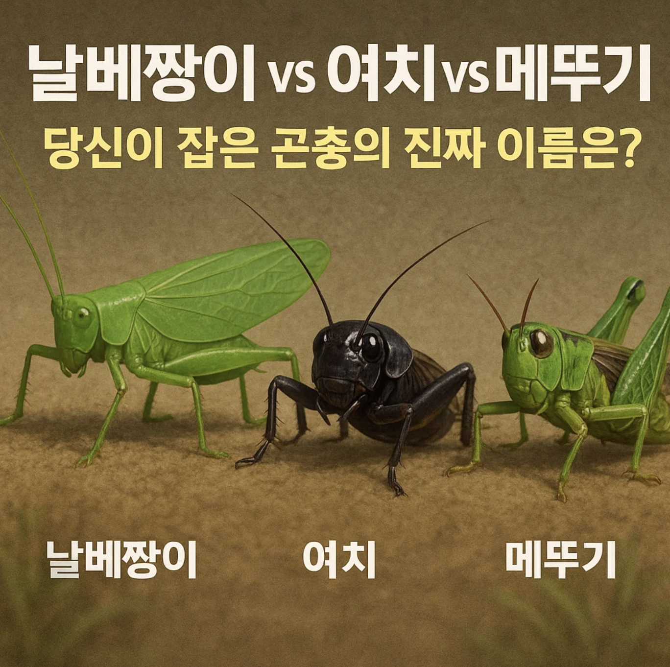 날베짱이 vs 여치 vs 메뚜기, 당신이 잡은 곤충의 진짜 이름은?
