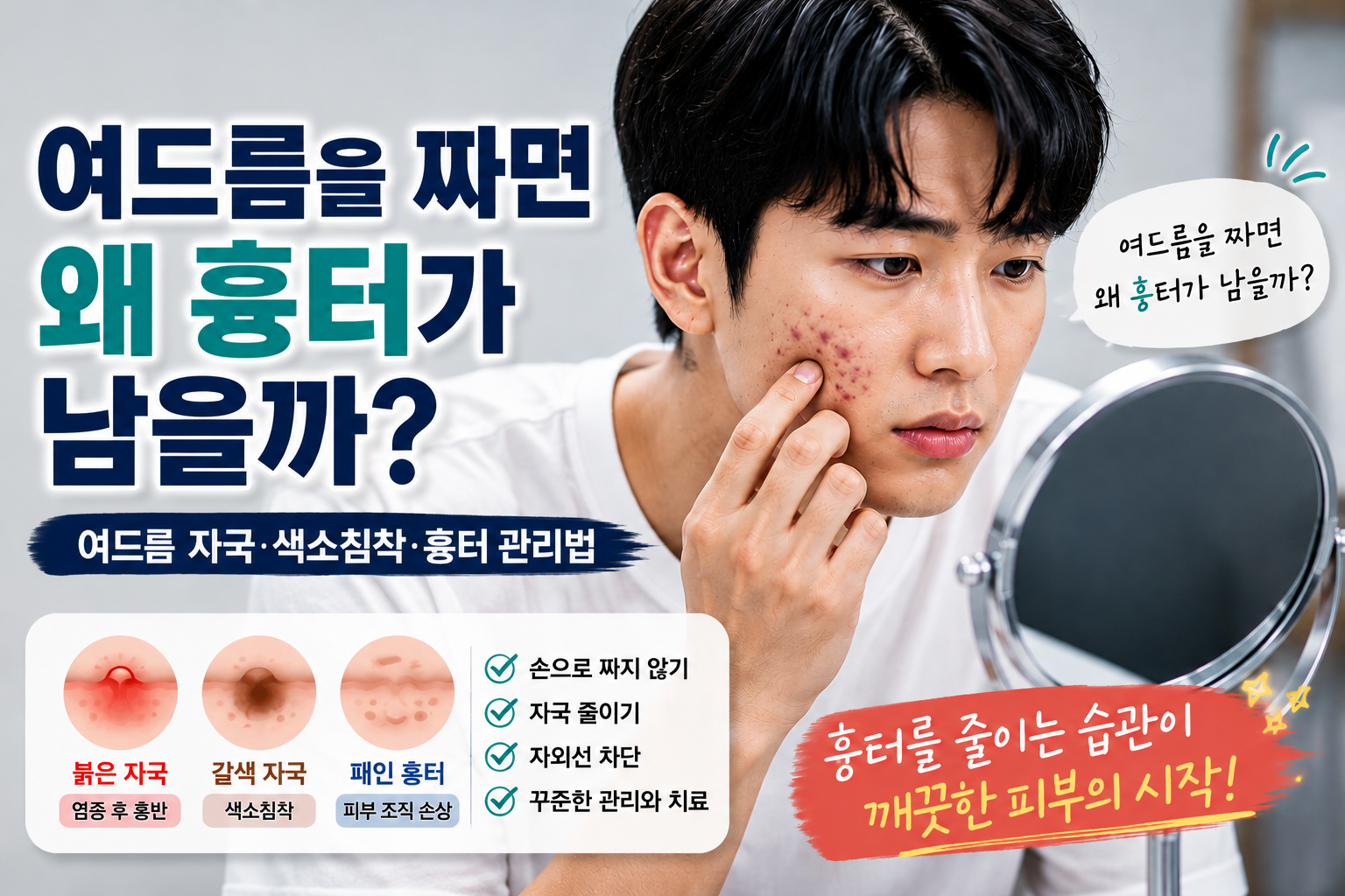 여드름을 짜면 왜 흉터가 남을까?