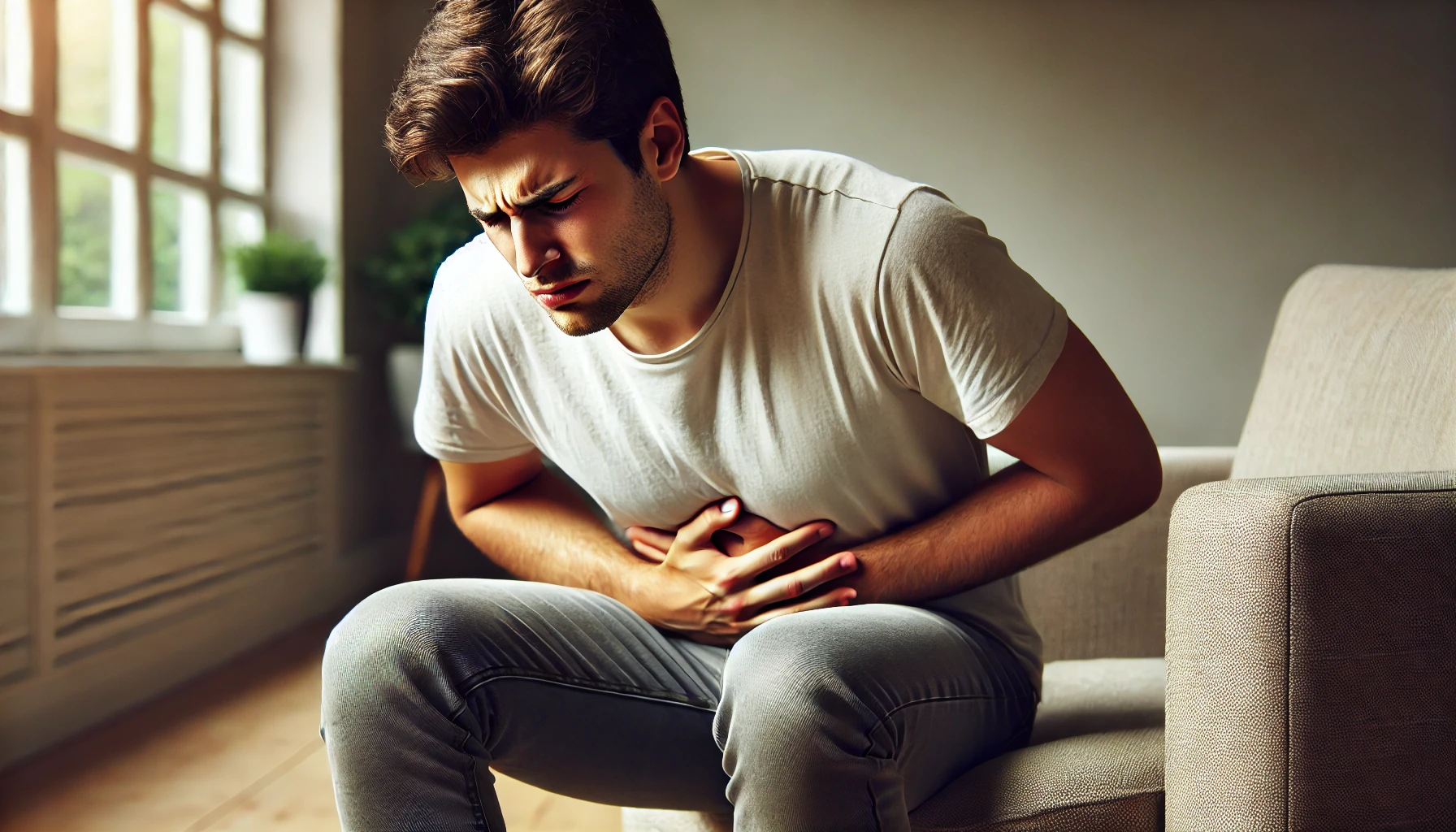 궤양성 대장염으로 복통이 있는 남자