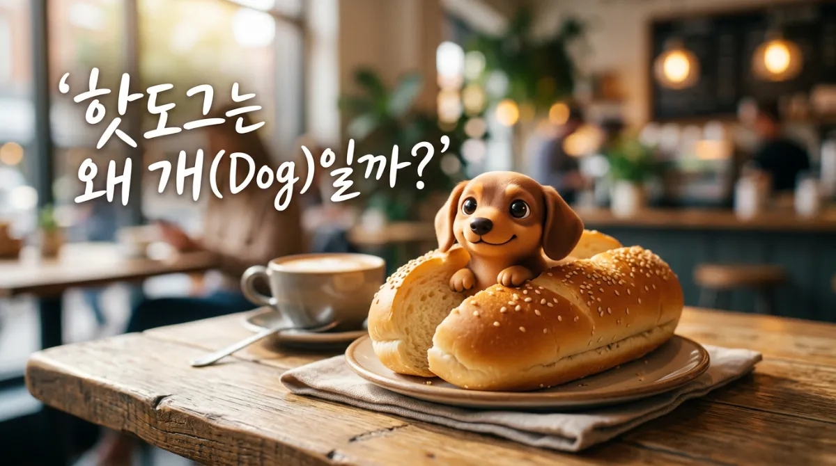 빵 사이에 들어가 있는 닥스훈트 강아지를 묘사한 유머러스한 삽화