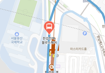 한강진역.블루스퀘어에서 인천공항 리무진 공항버스(6030번) 지도 위치