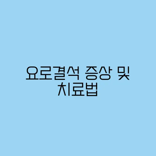 요로결석 증상 및 치료법
