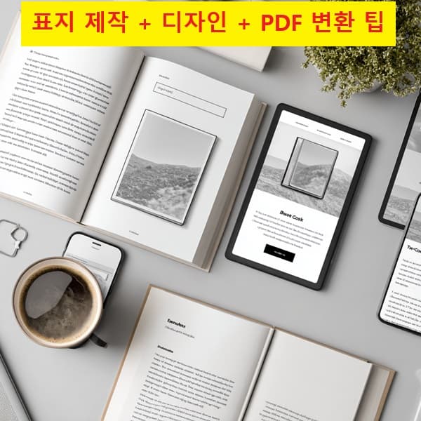 표지 제작 및 디자인과 PDF 변환 팁을 설명하는 이미지