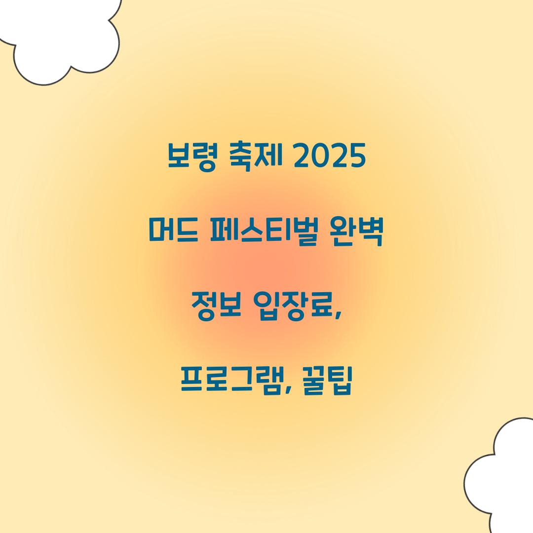 보령 축제 2025 머드 페스티벌