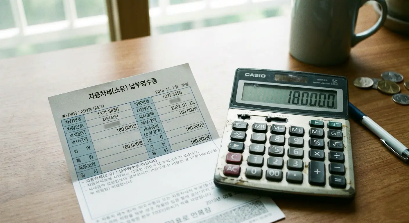 자동차세 정산 계산 장면