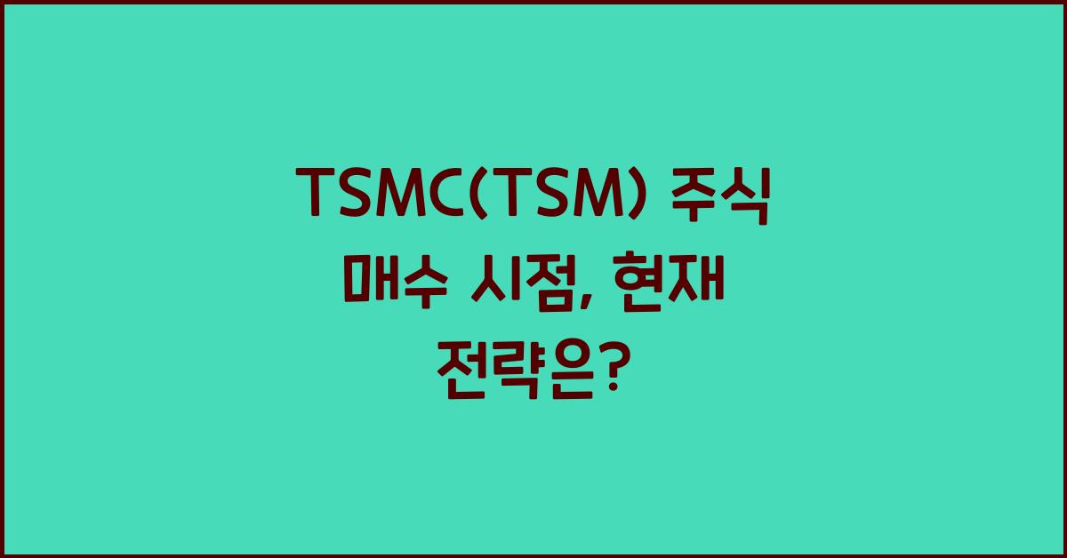 TSMC(TSM) 주식 매수 시점