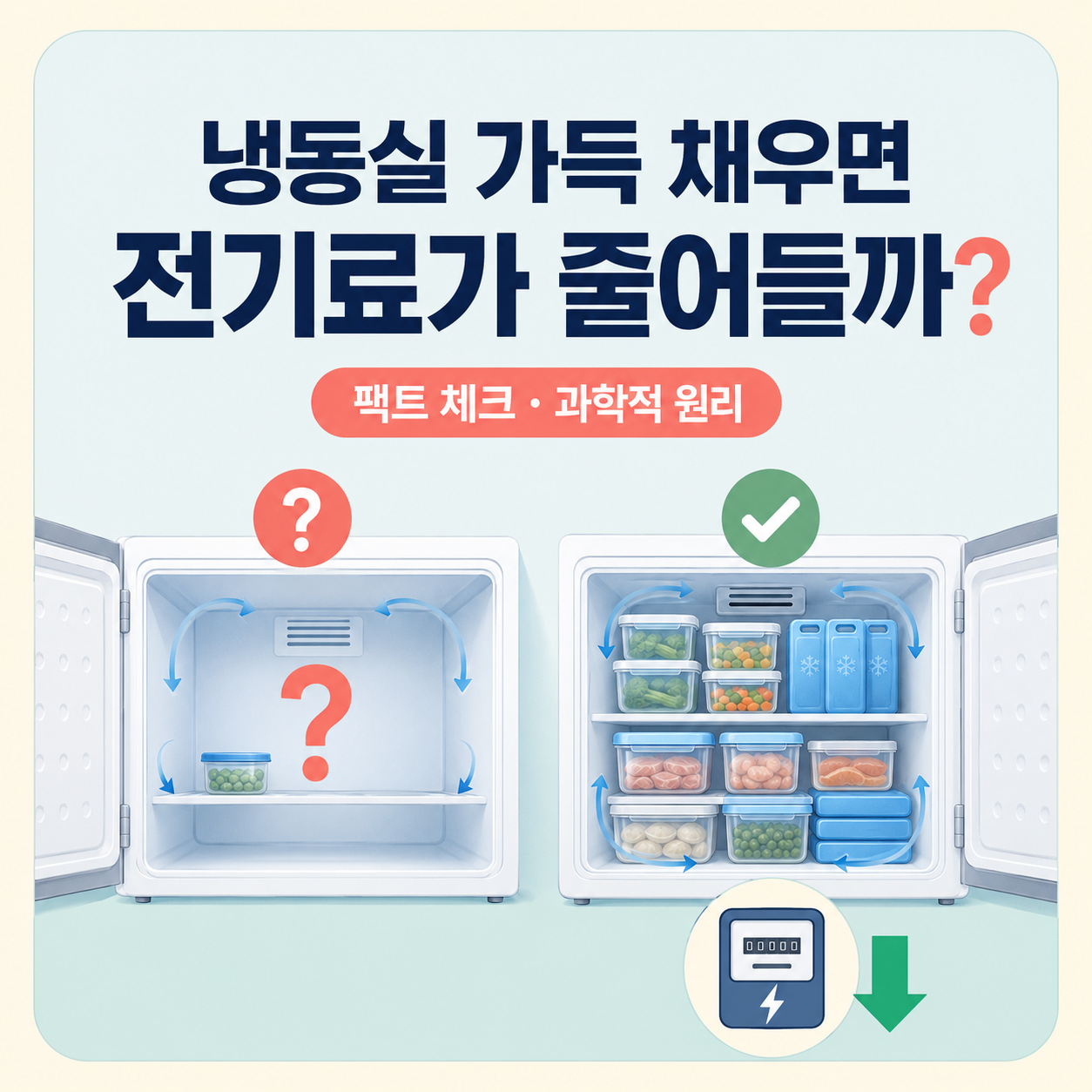 냉동실을 가득 채우면 전기요금이 줄어들까? 팩트 체크와 과학적 원리