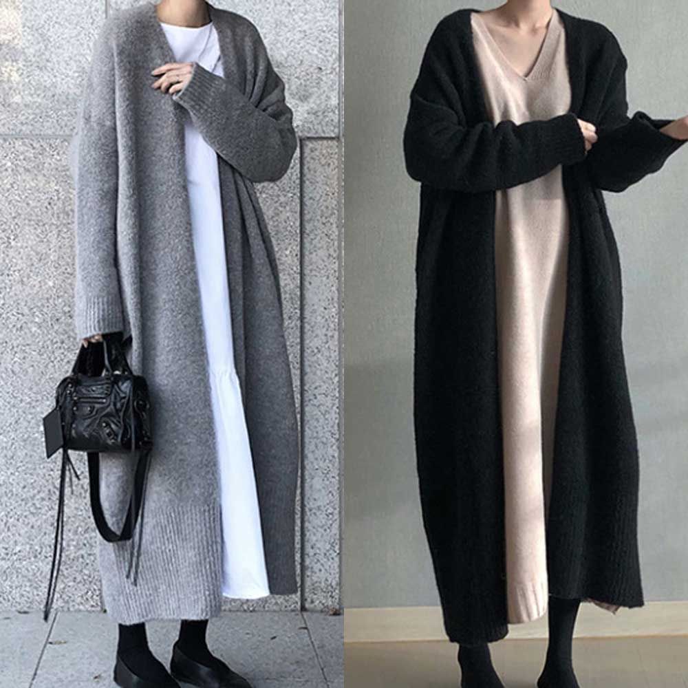 루즈핏 여자 롱가디건 겨울 로브 캐주얼 데이트