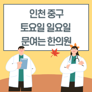 인천 중구 토요일 일요일 한의원 진료 병원 리스트