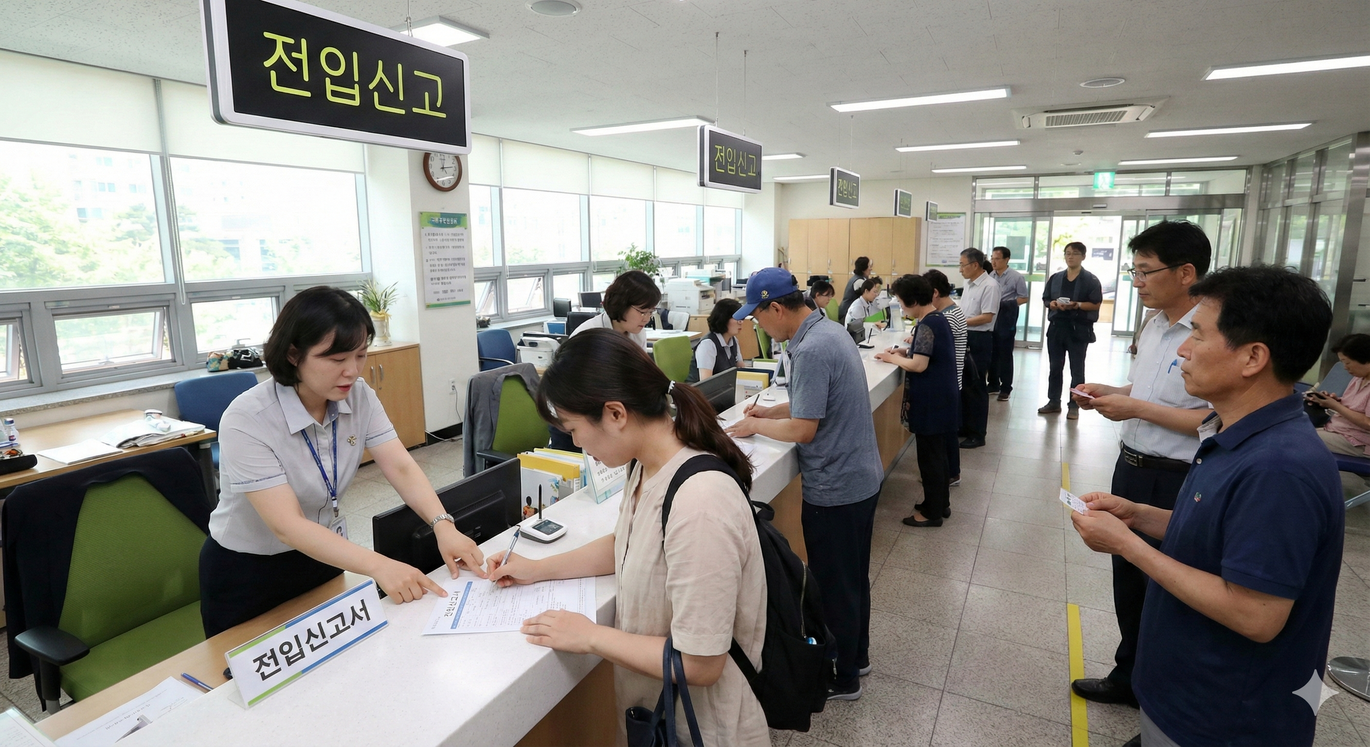 전입 신고하는 모습