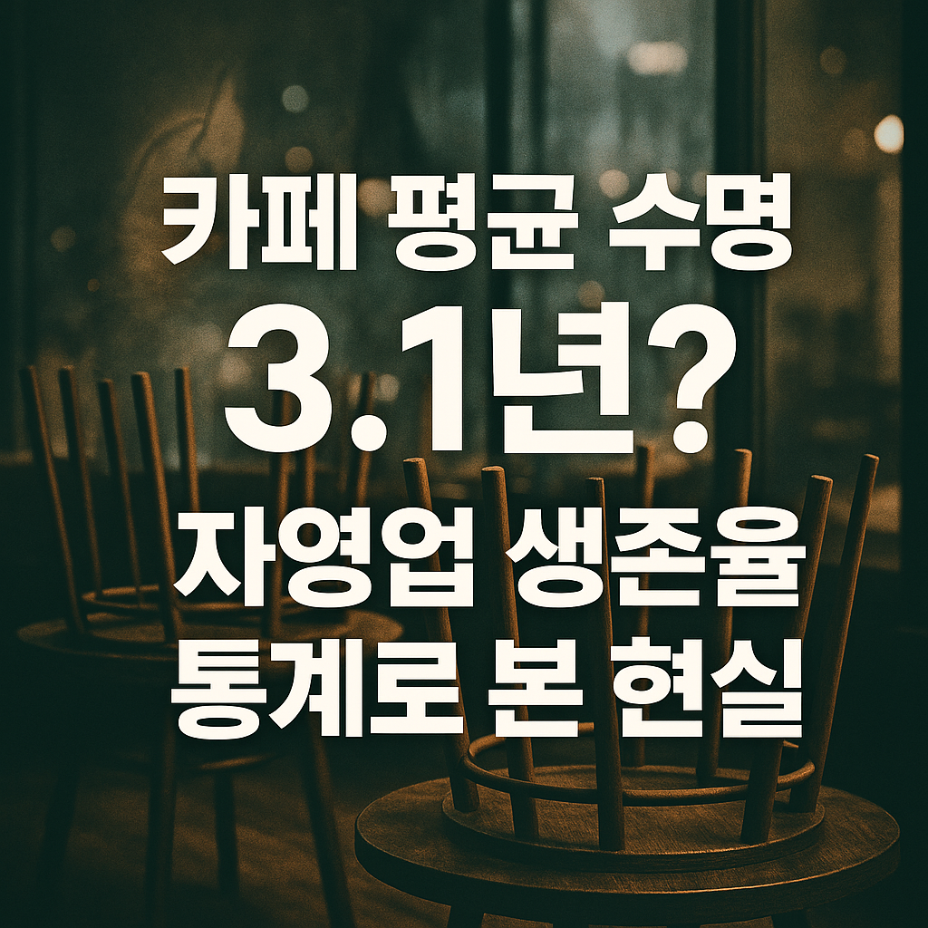 카페 평균 수명 3.1년이라는 문구와 자영업 생존율 현실을 강조한 통계 기반 썸네일 이미지