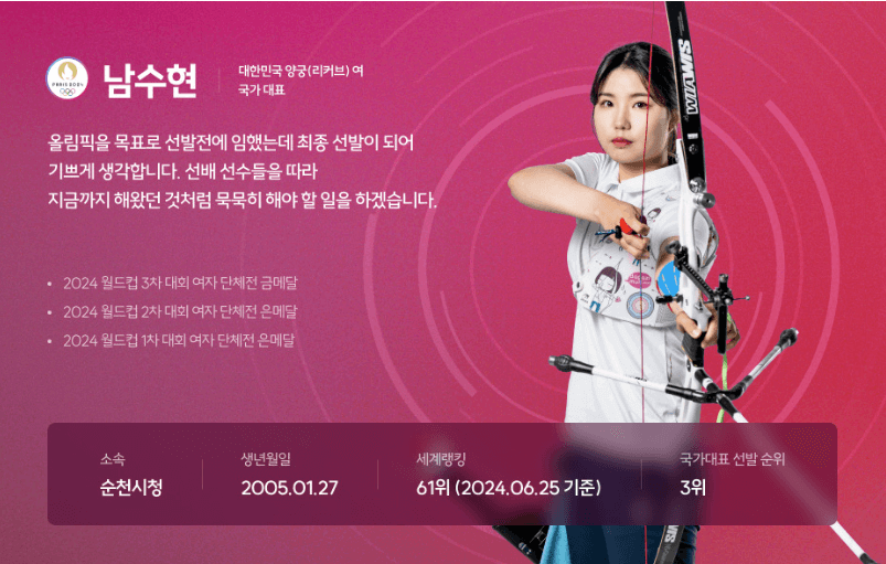2024 파리올림픽 양궁 국가대표선수 경기일정 하이라이트 다시보기